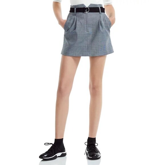 Maje Jadie Belted Houndstooth Mini Skirt EU34 / US2 ASO Emily in Paris - Picture 3 of 14